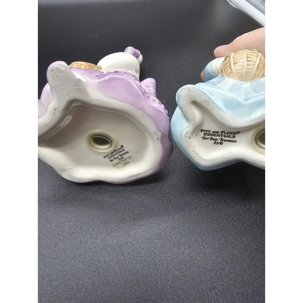 Fitz & Floyd Be Bop Bunnies Salt And Pepper‎ Shakers Easter Bunny Rabbits Easter